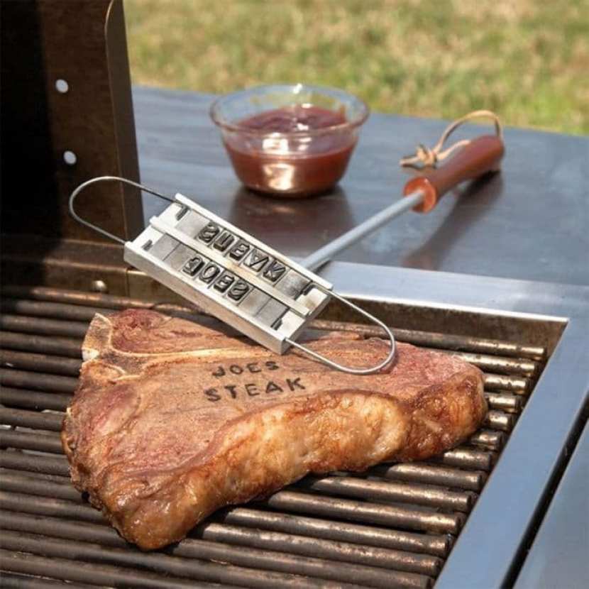 Fer à marquer en bois pour barbecue à steak, logo personnalisé